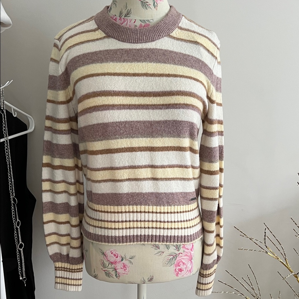 Abercrombie & Fitch Striped Women's Sweater in Cream and Brown